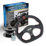 Prp Polaris Rzr / Can-am Maverick X3 / Arctic Cat Wildcat / Ezgo / John Deere Gator Leather D-shape Steering Wheel Kit W/ Quick Release Hub