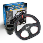 Prp Polaris Rzr / Can-am Maverick X3 / Arctic Cat Wildcat / Ezgo / John Deere Gator Leather D-shape Steering Wheel Kit W/ Utv Hub