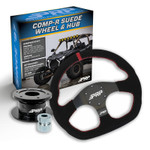 Prp Polaris Rzr / Can-am Maverick X3 / Arctic Cat Wildcat / Ezgo / John Deere Gator Suede D-shape Steering Wheel Kit W/ Quick Release Hub