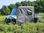 3 Star - Polaris Ranger Crew 570 Mid Size BLACK Full Cab Enclosure for Hard Windshield