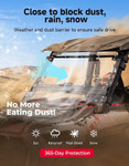 Kemimoto - Polaris RZR XP 1000/Turbo 3-in-1 Front Flip Windshield, Scratch-Resistant Clear Polycarbonate
