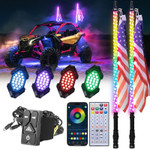 Kemimoto - UTV 4FT LED Whip Lights & Rock Lights Combo Kit
