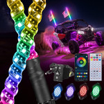 Kemimoto - UTV 4FT LED Whip Lights & Rock Lights Combo Kit