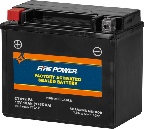 Fire Power Factory Activated Sealed AGM 12V 10Ah Battery for Polaris RZR 200 - 175 CCA - 49-2247