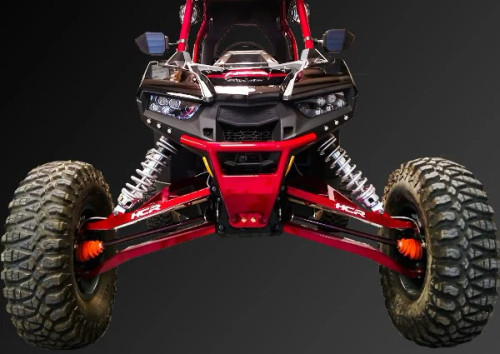 HCR Polaris RS1 MTS Suspension Kit showing high-clearance A-arms, shock tower, and chromoly axles