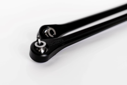 HCR billet 6061 aluminum rear sway bar link for Polaris RZR Pro R, precision-machined and pre-assembled with uniballs.