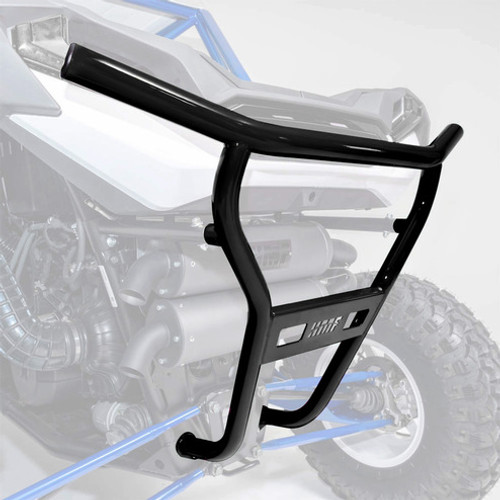 Heavy-duty HMF rear bumper for 2019-2023 Polaris RZR XP 1000 and Turbo models, featuring durable steel tubing and powder-coated, USA-made construction.
