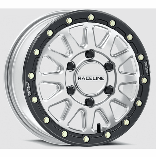Raceline | 2024+ Can-am Maverick R | A14 Alpha Beadlock Wheel - Silver & Black | 15" Raceline | 2024+ Can-am Maverick R | A14 Alpha Beadlock Wheel - Silver & Black | 15"