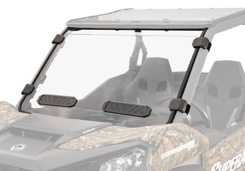 Installed Can-Am Maverick Trail windshield on UTV with half-open vent position Installed Can-Am Maverick Trail windshield on UTV with half-open vent position