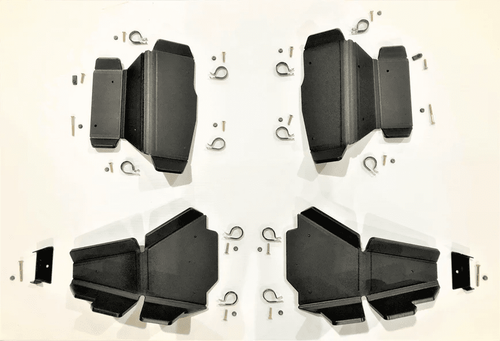 Trail Armor A-arm Guards installed on Polaris Ranger XP 1000 factory arched A-arms, showing 1/2" polymer, front and rear protection