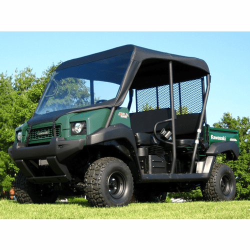 Kawasaki Mule 4010 TRANS Vinyl Windshield Top Combo - MD-KAW-4010TRANS-WTC01BLK