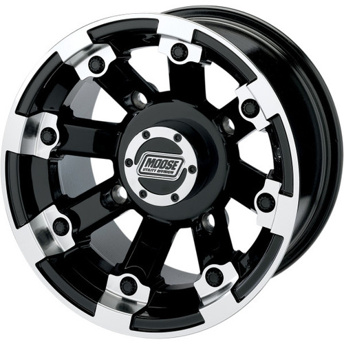 Moose 393X 12" Machined Black Wheel for Polaris RZR 200 - 12"x7" | 12"x8" Moose 393X 12" Machined Black Wheel for Polaris RZR 200 - 12"x7" | 12"x8"