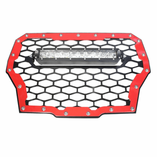 ModQuad Racing Polaris RZR XP Turbo 2017-18 Front Grill W/ 10" Light Bar (Red) - RZR-FGLS-T-RD - RZR-FGLS-T-RD