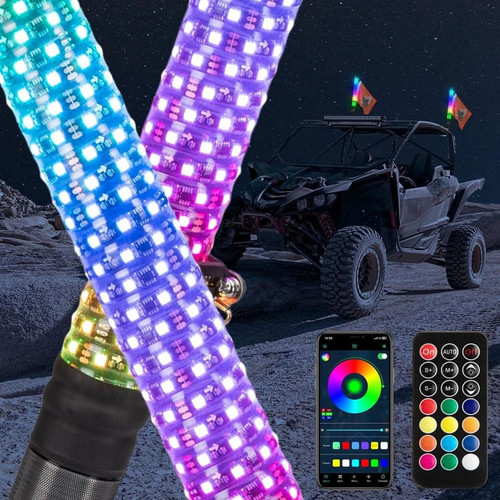 Kemimoto 1ft Fat Whip Lights W/ Turn Signal Function (2 Pcs.)