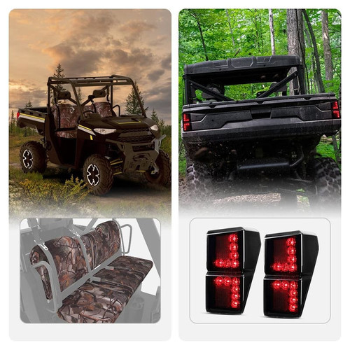 Kemimoto 2018-2023 Polaris Ranger Camouflage Seat Cover & Taillights