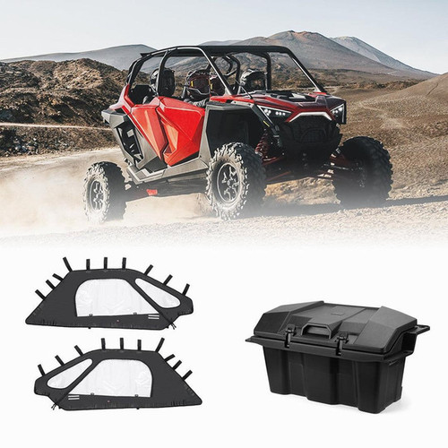 Kemimoto 2020-2023 Polaris Rzr Pro Xp Soft Upper Doors & Rear Storage Box (73qt)
