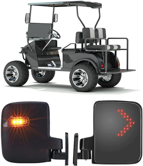 Kemimoto Golf Cart Side Mirrors W/ Led Turn Signal Light