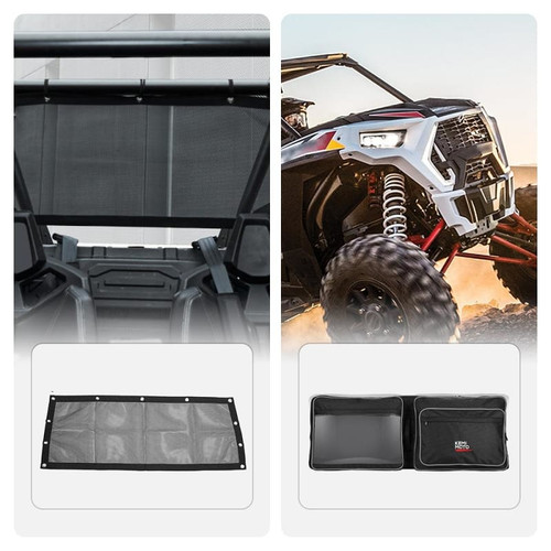 Kemimoto Polaris Rzr Pro Xp / Le Soft Rear Window Net & Overhead Roof Storage Bag