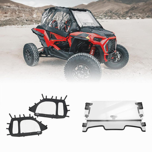 Kemimoto Polaris Rzr Xp 1000 Soft Cab Enclosure Upper Doors & 3-in-1 Flip Windshield