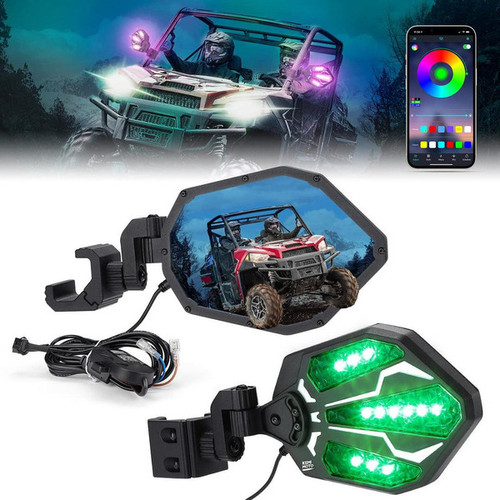 Kemimoto Utv Pro-fit Rgb Side Mirrors W/ Lights