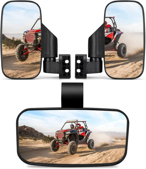 Kemimoto Utv Side Mirrors & Center Mirror For 1.6-2" Roll Bar Cage