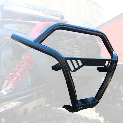 AFX Motorsports black steel front bumper for 2024 Polaris RZR XP1000, rugged design, corrosion-resistant, precise fit.