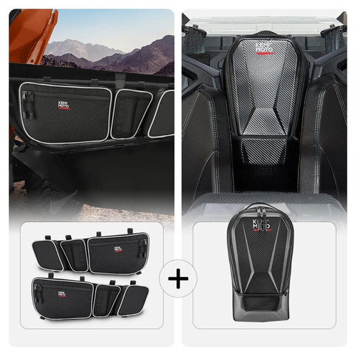Kemimoto Can-am Maverick X3 Front Door & Rear Storage Bags - Side