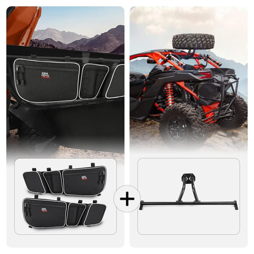 Kemimoto Can-am Maverick X3/max Front Door Storage Bags And Spare Tire Mount