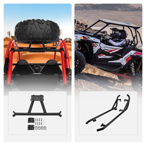 Kemimoto Polaris Xp 1000 Spare Tire Carrier Mount And Side Nerf Bars Rock Sliders