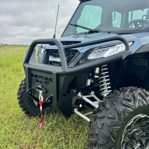 Ranch Armor front replacement bumper installed on Kawasaki Ridge UTV