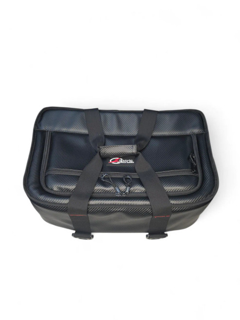 Elektric Offroad 38-pack soft cooler bag strapped into UTV cargo bed