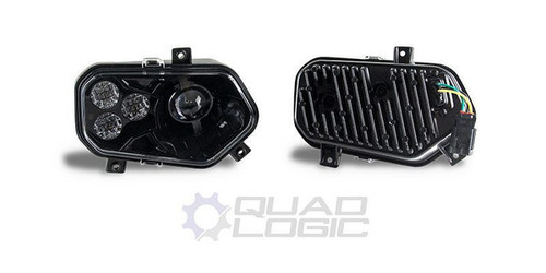 Polaris RZR 570 Black LED Headlights with Adapter Harnesses - Quad Logic