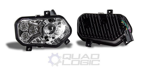 Polaris Ranger 900 Chrome LED Headlights with Adapter Harnesses - Quad Logic