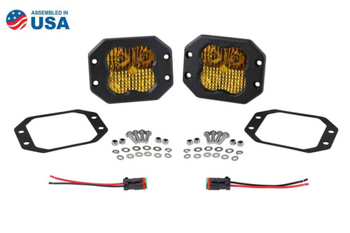 Diode Dynamics Stage Series 3" SAE Yellow Pro Flush Mount LED Pod - Pair