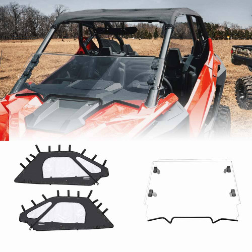 Kemimoto Polaris RZR Pro XP Soft Upper Doors with Zippers & Scratch Resistant Full Windshield
