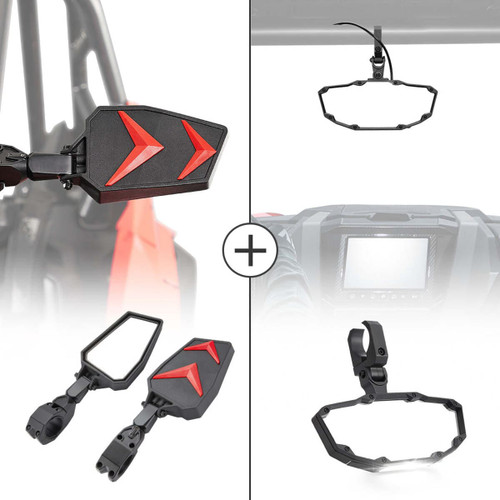 Kemimoto 1.75"-2" Round Roll Bars Universal Side Rear & Center View Mirror