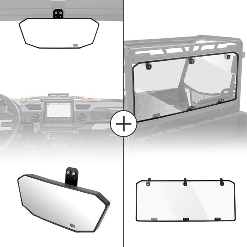 Kemimoto Polaris Ranger Rear View Mirror & Rear Windshield