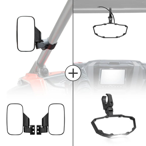 Kemimoto UTV 1.75"-2" Side View Mirrors & Center Mirror