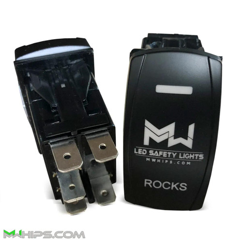 M Whips Dual Blue LED 5 Pin On/Off Rocker Switch - Rocks