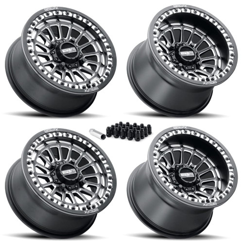 MetalFX Delta UTV Beadlock Wheel Kit - Satin Black Contrast Cut