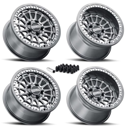 MetalFX Delta R UTV Beadlock Wheel Kit - Gunmetal Contrast Cut