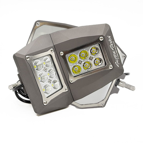 Sector Seven Spectrum LED Light Mirror with M10-1.25 Threaded Ball Mount - Grey