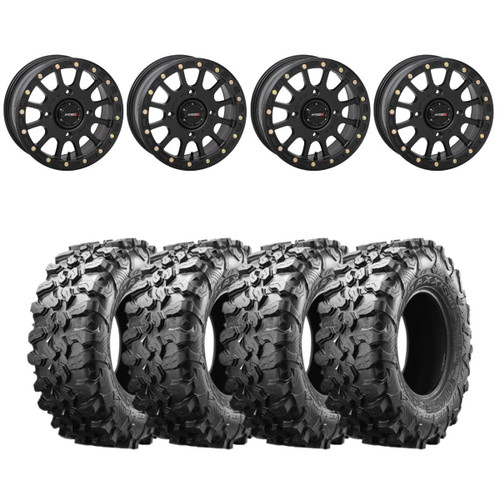 System 3 Matte Black SB-5 Beadlock & Maxxis Radial Carnivore Wheel & Tire Kit