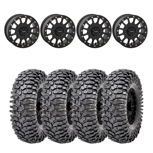 System 3 Matte Black SB-5 Beadlock & Maxxis Radial Roxxzilla Tire & Wheel Kit