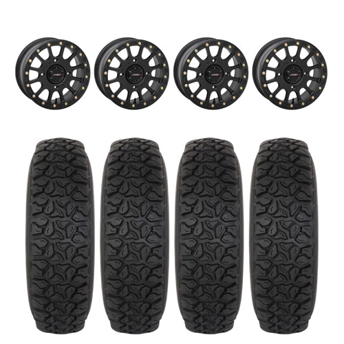 System 3 Matte Black SB-5 Beadlock & System 3 DX440 Offroad Wheel & Tire Kit