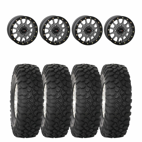 System 3 SB-5 Matte Gunmetal XTR370 Wheel Tire Kit