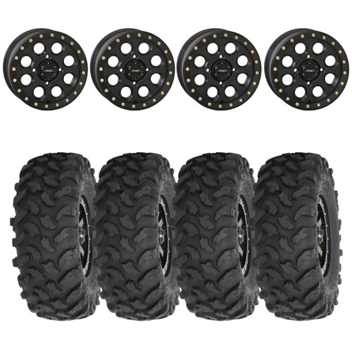System 3 Matte Black SB-7 Beadlock Wheels & System 3 Offroad XTR370 Wheel & Tire Kit