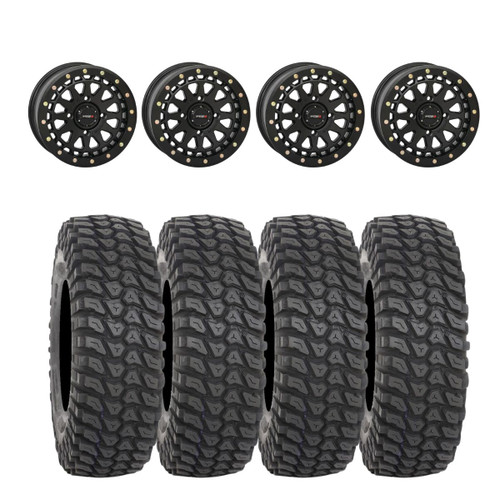 System 3 Matte Black SB-6 Beadlocks & System 3 Radial XCR350 UTV Wheel & Tire Kit