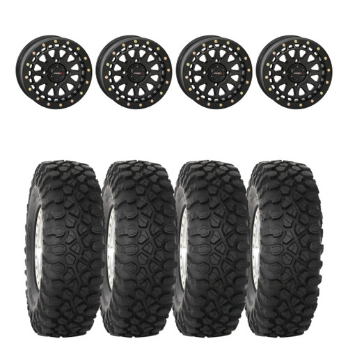 System 3 Matte Black SB-6 Beadlocks & System 3 Radial XC450 Wheel & Tire Kit