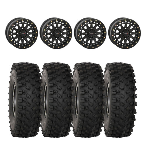 System 3 Matte Black SB-6 Beadlocks & System 3 ATX470 All Terrain Xtreme Wheel & Tire Kit
